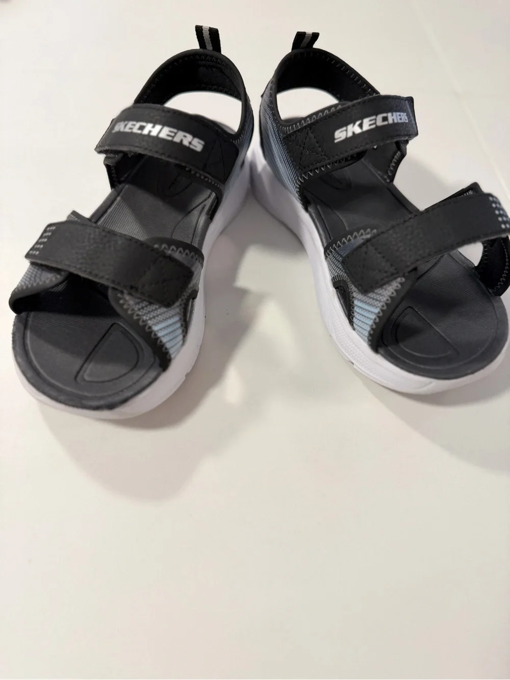 Skechers Microspec Splash Boys Sandals Size 4 Black Silver